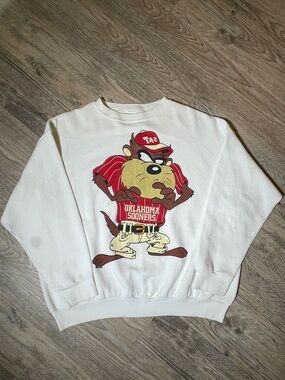 Vintage 90's White Oklahoma Sooners Taz Crewneck Sweatshirt